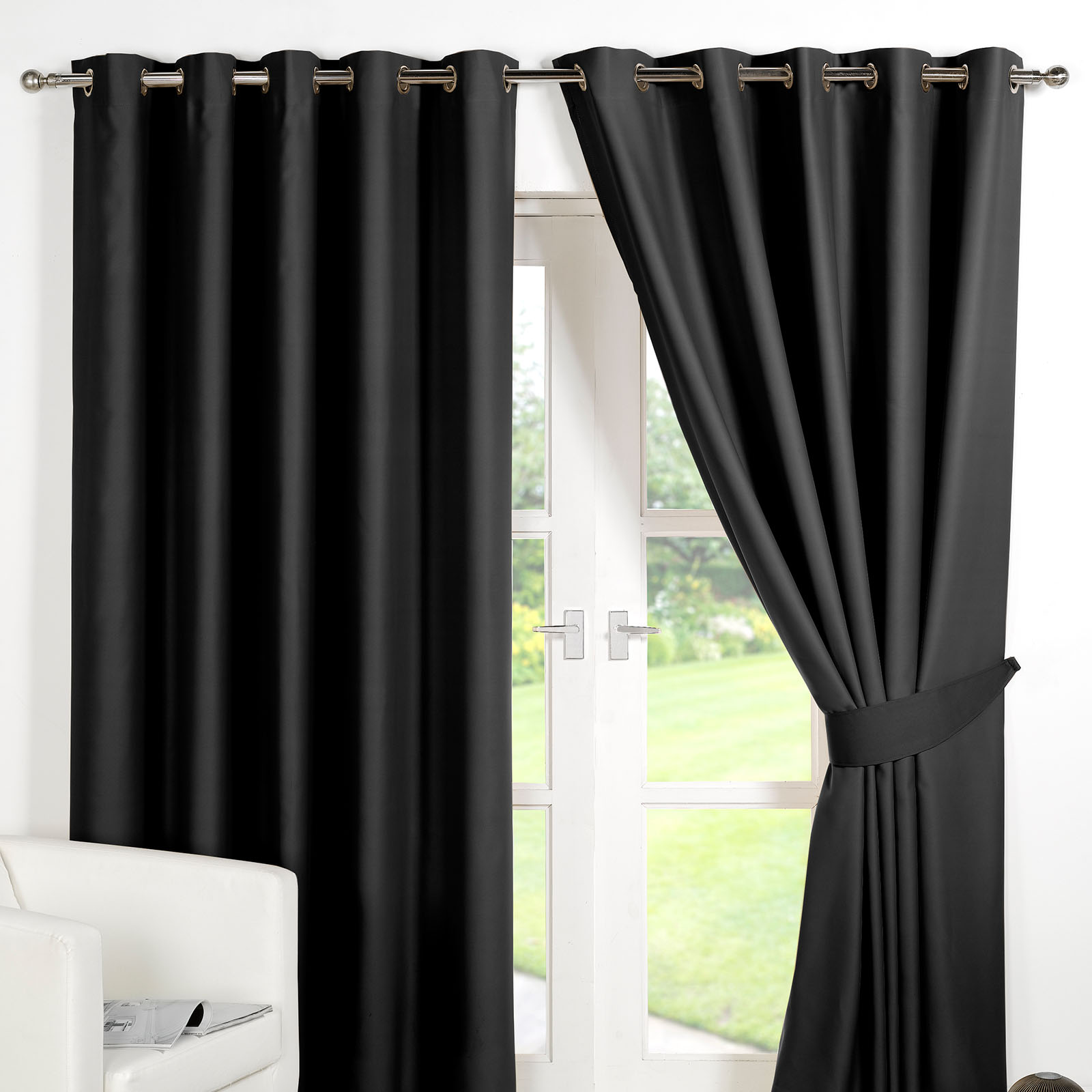 Ring Top Fully Lined Pair Eyelet Ready Made Curtains Luxury Thermal